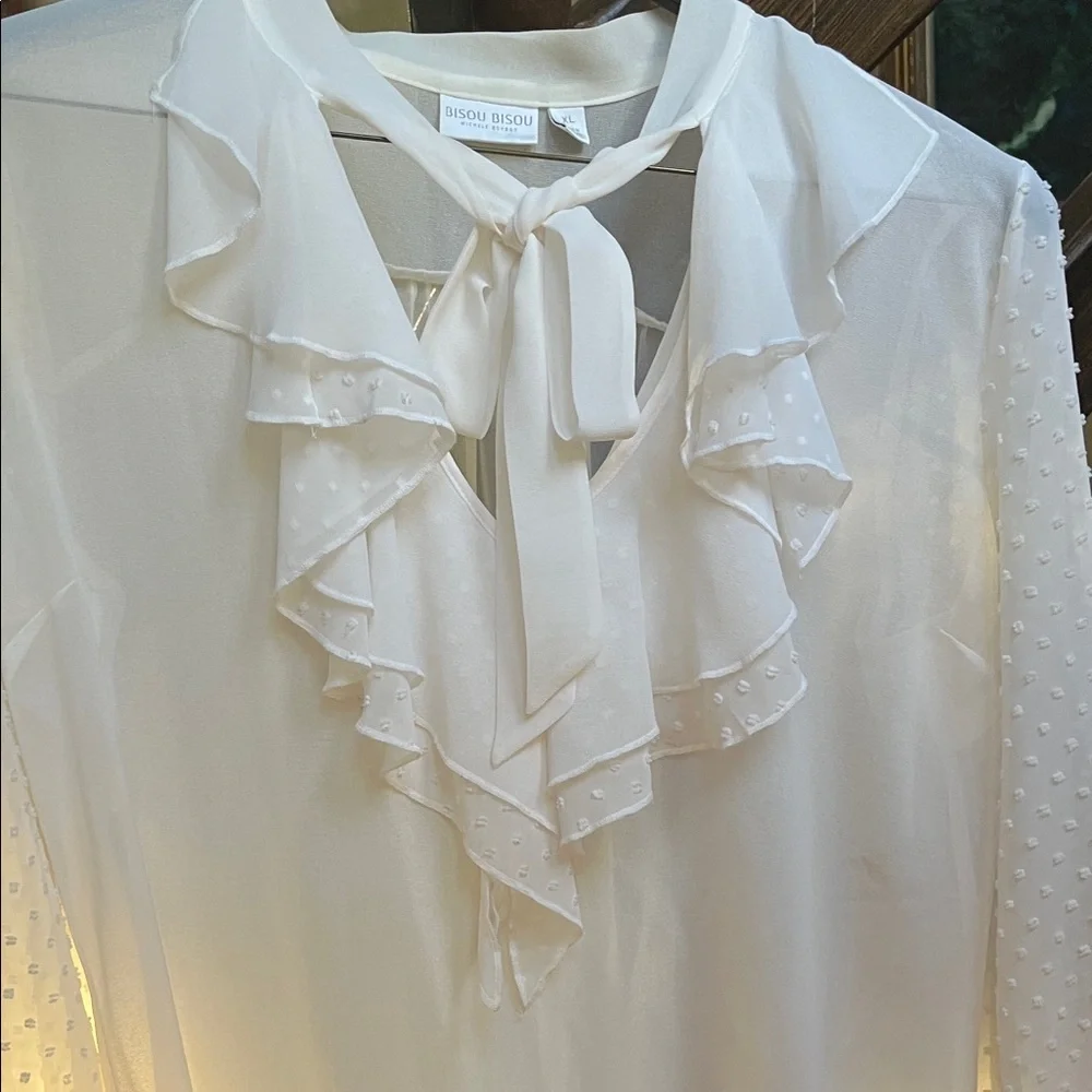 Elegant White Ruffled Blouse - Picture 4 of 11